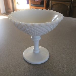 Vintage Westmorland Stemmed Compote Bowl Hobnail Diamond Pattern